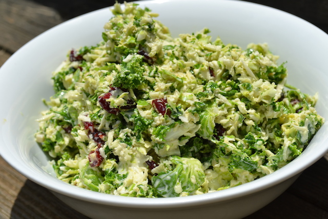 Kale and Brussel Sprout Coleslaw with a Tangy Vinaigrette