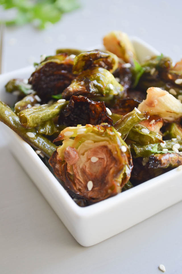 Roasted Brussel Sprouts and Green Beans