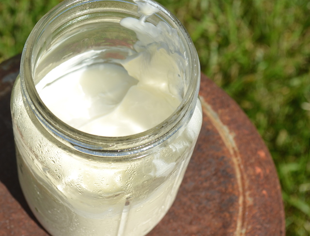 creme fraiche in mason jar