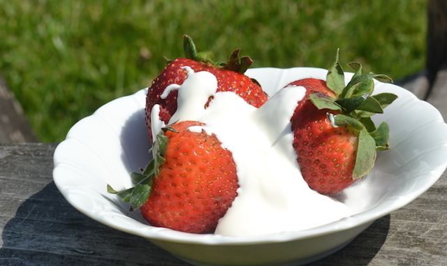 strawberries and creme fraiche