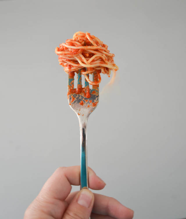 Homemade Tomato Sauce on a Fork