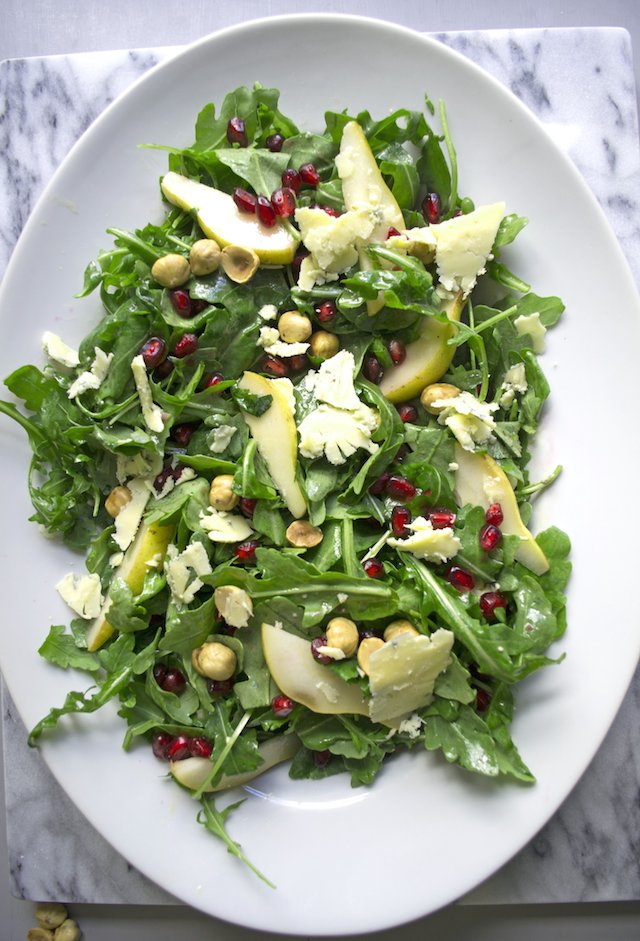 Winter Salad with Pomegranates, Pear and Stilton Cheese