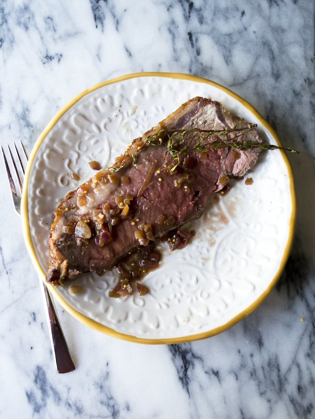 New York Strip Roast with Champagne Mustard Sauce