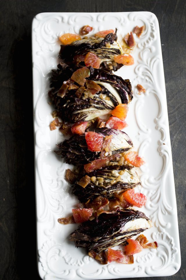 Roasted Radicchio with Blood Oranges and a Warm Bacon Dressing