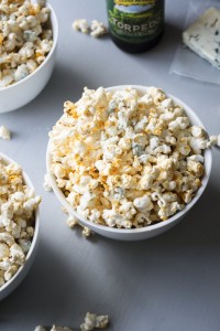 Buffalo Popcorn with Blue Cheese Crumbles