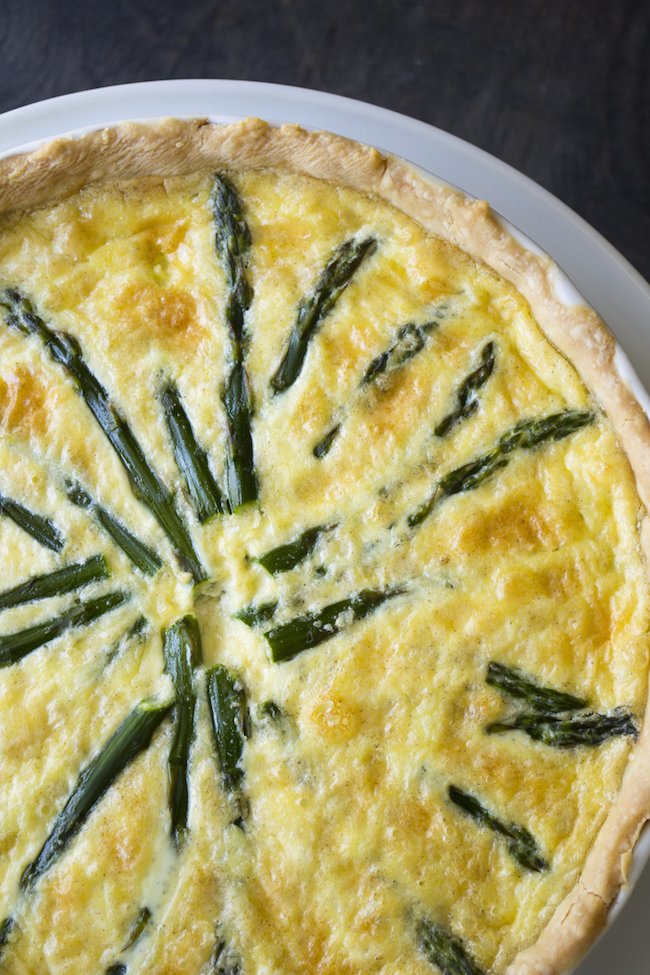 White Pepper Goat Cheese and Asparagus Quiche