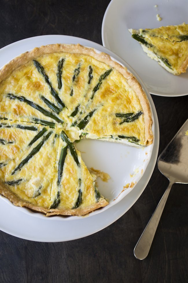 White Pepper Goat Cheese and Asparagus Quiche